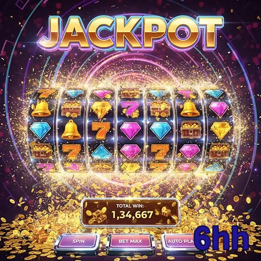 Imagem de uma máquina caça-níqueis vencedora no site 6hh, ilustrando o tema de jackpot.